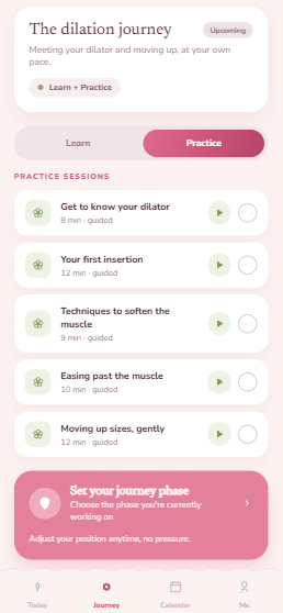 The dilation journey with a list of guided practice sessions